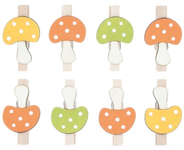 Wooden Mushrooms on Peg 3,5 cm, 8 pcs