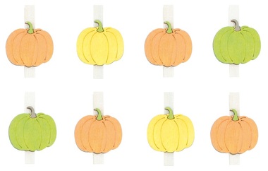 Wooden Pumpkins on Peg 3,5 cm, 8 pcs