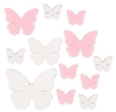 Wooden Butterflies Mix of Sizes 4,5-2,5 x 4,5-2,5 x 0,3 cm, 12 pcs