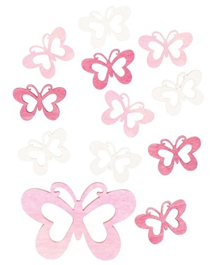 Wooden Butterflies 4 x 3 x 0,3 cm, 12 pcs 