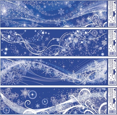 Decorative Window Cling Stripes Snowflakes 59 × 15 cm