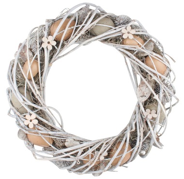 Wreath with White Branches and Eggs 31 x 31 x 9 cm