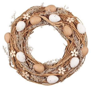 Easter Wreath 29 x 29 x 8 cm, Brown/White