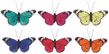 Butterflies on Clip Mix of Colors 10 x 5 x 1,5 cm, 6 Pcs 