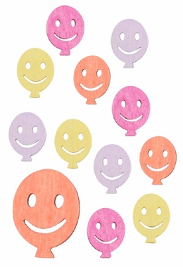 Smiley lufi fa keverék négy színben 2 x 2,5 x 0,2 cm, 12 db zacskóban