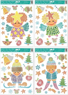 Decorative Window Cling Merry Pictures made of Lines 38 × 30 cm