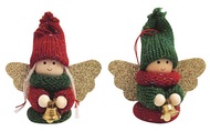 Angel in a red-green Sweater with a Bell for hanging 7.5 cm