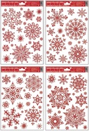 Decorative Window Cling with Snow Effect Snowflakes Red 27 × 20 cm