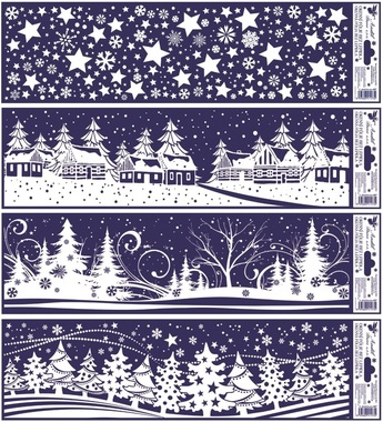 Decorative Window Cling Stripes Christmas Landscape 41,5 × 12 cm