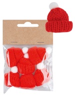 47015 Dekoračn&iacute; čepice pleten&aacute; o 3 x 4,5 cm, 6 ks v s&aacute;čku, červen&aacute;-1