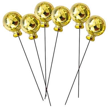Műanyag golyók dróton 2 cm, 8 db, arany, dobozban