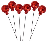 Műanyag golyók dróton 2 cm, 8 db, piros, dobozban