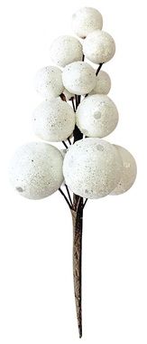 Csillámos fehér bogyós ágacska 2 db, 13 cm