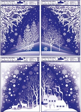 Decorative Window Cling Corner with Glitter Winter Landscape 38 × 30 cm