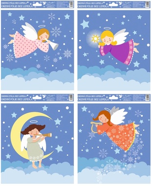 Decorative Window Cling Merry Angels 26. 5 × 24 cm