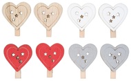 Wooden Heart on Peg 3,5 x 3,5 x 0,3 cm, 8 pcs
