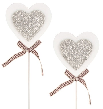Wooden Heart 7 x 7 x 0,5 cm + Stick, 2 pcs