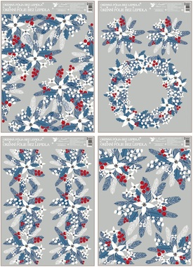 Decorative Window Cling with Glitter Winter Roses 38 × 30 cm