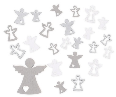 Wooden Angel Grey and White 2,5 cm 12 pcs + 3,5 cm 12 pcs