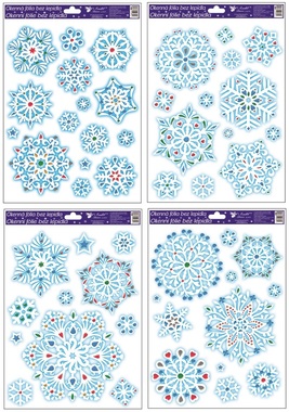 Decorative Window Cling Snowflakes With Stones 24 × 35 cm