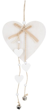 Hanging Wooden Heart 12 x 25 x 0,5 cm, White