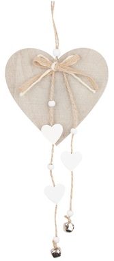 Hanging Wooden Heart 12 x 25 x 0,5 cm, Grey 
