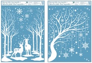 Decorative Window Cling with Glitter Winter Trees 50 × 35 cm