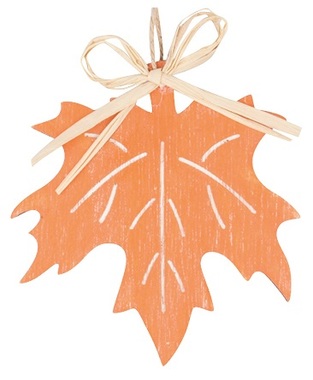 Hanging Wooden Decoration Orange Maple 10 cm