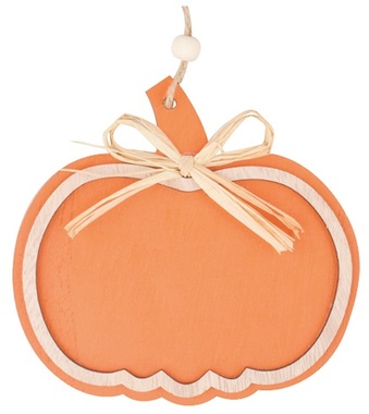 Hanging Wooden Pumpkin Orange 12 cm