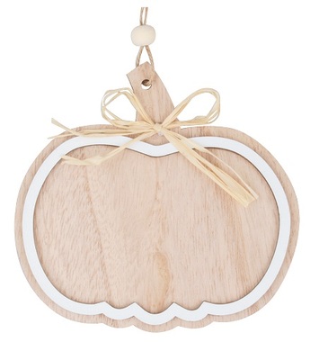Hanging Wooden Pumpkin Natural 12 cm