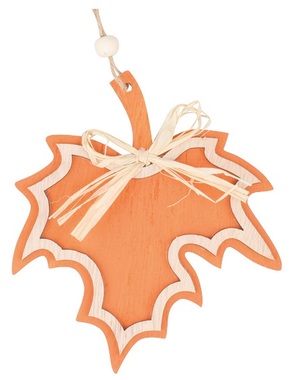Hanging Wooden Leaf Orange 12 cm