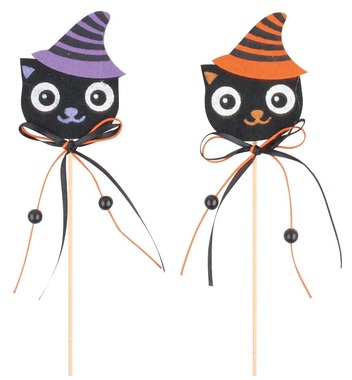 Felt Cat on Stick 7 cm + stick, 2 pcs
