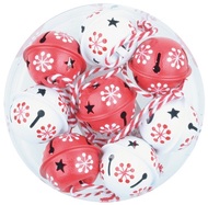 5336 Rolničky s potiskem 3 cm, 8 ks, červen&eacute; a b&iacute;l&eacute;-1