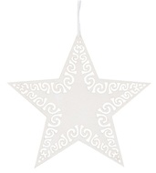 Fa csillag akasztásra 8 cm, fehér