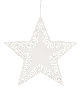 Fa csillag akasztásra 8 cm, fehér