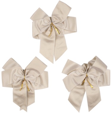 Bow with twist band biege velvet 13 cm,3 pcs