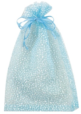 Organza táska világoskék csillámmal 9x12 cm