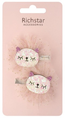 Hair clips Cats with Glitter, 6 × 5.5 × 1 cm, 2 pcs