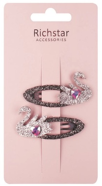 Hair Clips Swans with Glitter, 6 × 3 × 0.5 cm, 2 pcs