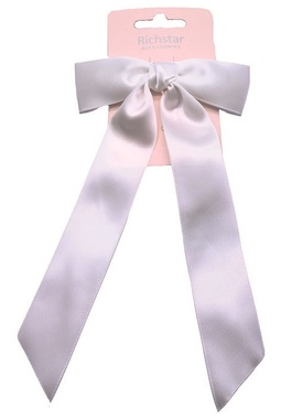 Hair bow Clip, White, 11.5 × 3.5 cm + 18 cm ribbon