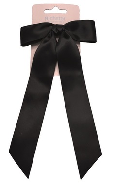 Hair bow Clip, Black, 11.5 × 3.5 cm + 18 cm ribbon