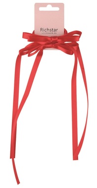 Hair bows on elastic, Red, 10.5 × 1 cm + 24 cm ribbon, 2 pcs