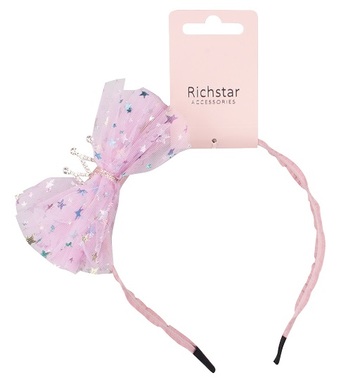 Hairband with crown, Pink, 37 cm circumference