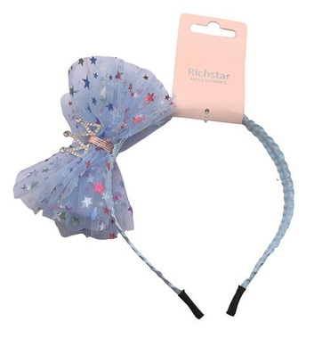 Hairband with crown, Blue, 37 cm circumference

