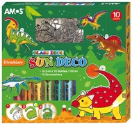 6423 Barvy na sklo sada 10 barev 10,5 ml + 12 skl&iacute;ček DINOSAURUS-1