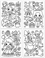 6425 Barvy na sklo sada 7 barev 10,5 ml + 6 skl&iacute;ček PRINCEZNY, 4 archy samolepek-4
