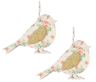 Wooden Bird for hanging 8 x 5 x 0,5 cm, 2 pcs in a box