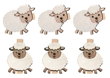 Wooden Sheep on a peg 4 x 4 x 0,3 cm, 6 pcs