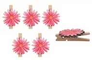 7118 Květina dřevěn&aacute; růžov&aacute; 3 x 3 x 0,2 cm na kol&iacute;čku, 5 ks-1
