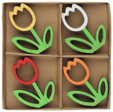 Fa tulipán 4,5 x 6 x 0,5 cm, 8 db dobozban
